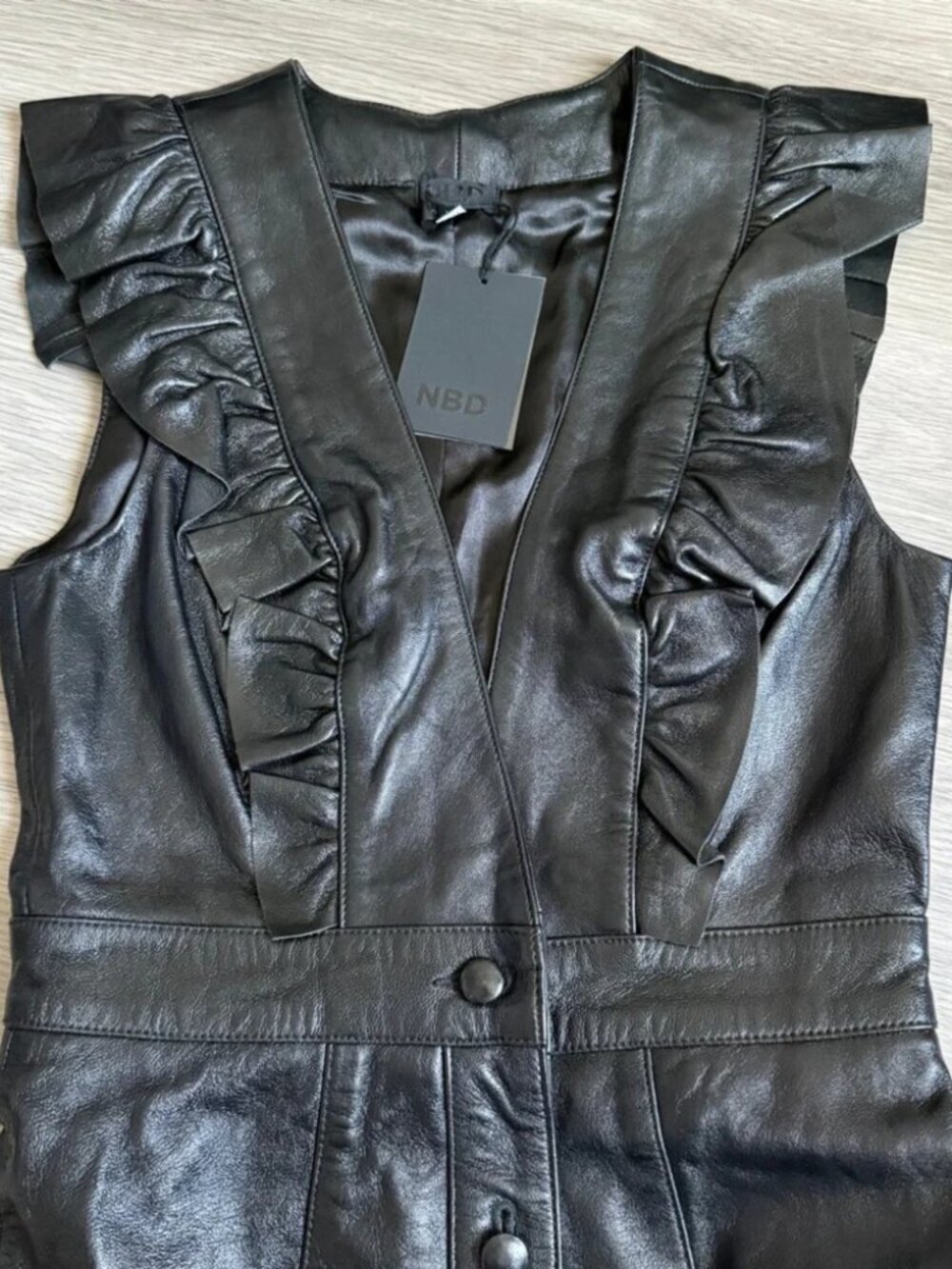 Exquisite NBD Roslyn Black leather dress - NWT - XS - Picture 5 of 9
